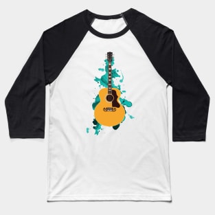 Jumbo Style Acoustic Guitar Natural Finish Baseball T-Shirt